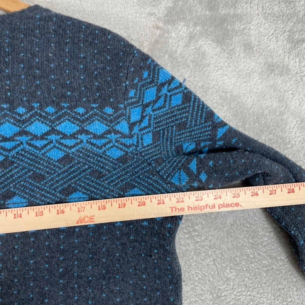 Timberland Sweater Mens Medium Gray Blue Fair Isle Lambswool Crewneck